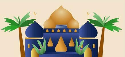 Islamic Mosque Flat Style Design vector