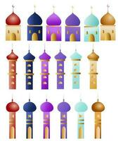 Set of ELement Mosque Flat Style Design vector