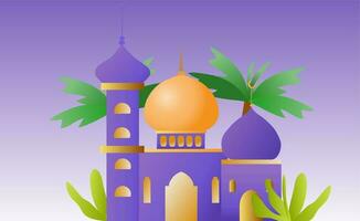 Islamic Mosque Flat Style Design vector