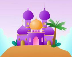 Islamic Mosque Flat Style Design vector