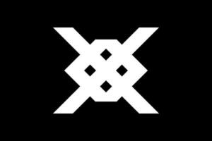 Letter X logo design concept negative space style. Abstract sign constructed from check marks. Vector elements template icon. White color. X origami letter. Origami arrows emblem. initial X letter