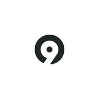 Number 9 or 09 Logo design, Negative space in Circle vector