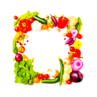 Frame made of different vegetables, herbs and spices, with copy space png