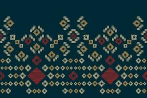 Ethnic Ikat fabric pattern geometric style.African Ikat embroidery Ethnic oriental pattern navy blue background. Abstract,vector,illustration.For texture,clothing,scraf,decoration,carpet,silk. vector