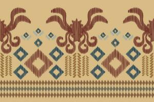 Ethnic Ikat fabric pattern geometric style.African Ikat embroidery Ethnic oriental pattern brown cream background. Abstract,vector,illustration.For texture,clothing,scraf,decoration,carpet,silk. vector