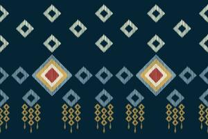 Ethnic Ikat fabric pattern geometric style.African Ikat embroidery Ethnic oriental pattern navy blue background. Abstract,vector,illustration.For texture,clothing,scraf,decoration,carpet,silk. vector