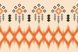 Ethnic Ikat fabric pattern geometric style.African Ikat embroidery Ethnic oriental pattern brown cream background. Abstract,vector,illustration.For texture,clothing,scraf,decoration,carpet,silk. vector