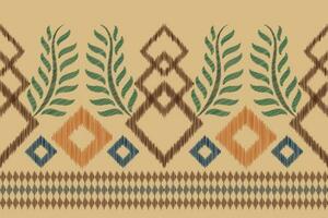 Ethnic Ikat fabric pattern geometric style.African Ikat embroidery Ethnic oriental pattern brown cream background. Abstract,vector,illustration.For texture,clothing,scraf,decoration,carpet,silk. vector