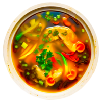 3d Tom Süßkartoffel Kung Suppe im ein Buddha Schüssel Nächster zu ein Teller von Reis Essstäbchen ein Löffel Chili Pfeffer png ai generativ