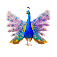 tecknad serie vattenfärg blå påfågel png ai generativ
