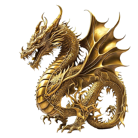 ouro Wyvern Dragão, chinês Dragão ouro, histórias em quadrinhos, fantasia png ai generativo