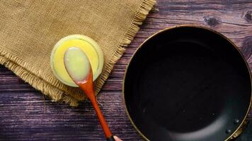 homemade ghee in container on a table video