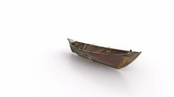 3D Rendering Of Wooden Boat Isolated On White Background Looping video