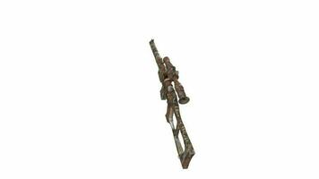 3D Rendering Of Sniper Rifle Isolated On White Background Looping video