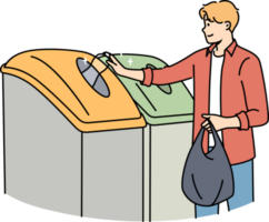 Man sorting garbage in bins png