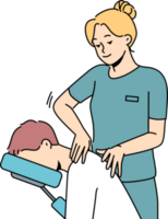 Physiotherapist massage client in hospital png