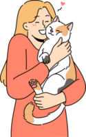 gelukkig vrouw knuffel schattig kat png