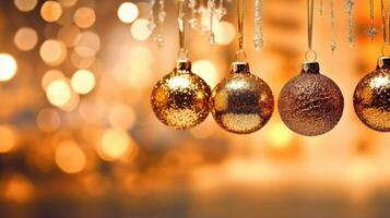 Christmas background with glitter balls. Illustration photo