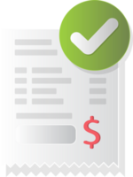 Success approved payment checkmark notification on paper receipt bill invoice, online payment. png