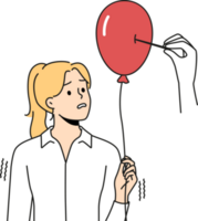 Huge hand pierce balloon in woman hand png