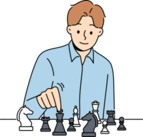 Smiling man playing chess png