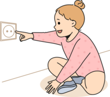 Cute child put finger in electrical socket png