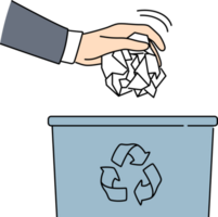 Man throw paper in trash bin png