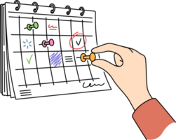 Person attach pin on month calendar png