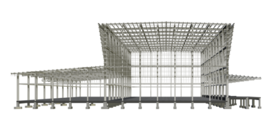 3D illustration of industrial building in transparent png