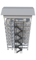 3d illustratie van industrieel gebouw in transparant png