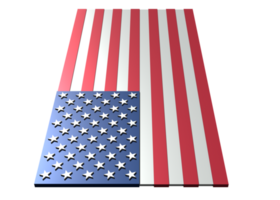 3D rendering of USA flag in transparency png