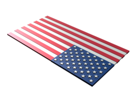 3D rendering of USA flag in transparency png