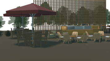 3d, illustration, de, café-restaurant png