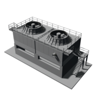 3D illustration of industrial building in transparent png