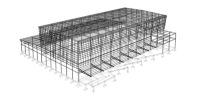 3D illustration of industrial building in transparent png