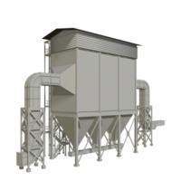 3D illustration of industrial building in transparent png