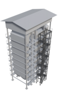 3D illustration of industrial building in transparent png