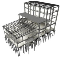 3D illustration of industrial building in transparent png
