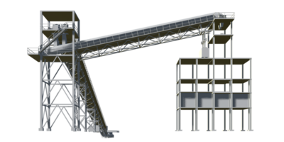 3d illustratie van industrieel gebouw in transparant png