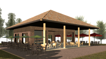 3d, illustration, de, café-restaurant png