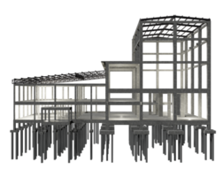 3D illustration of industrial building in transparent png