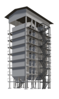 3D illustration of industrial building in transparent png