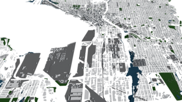 3D illustration of Seattle mass building in transparent png