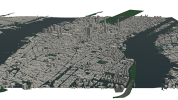 3D illustration of New York mass building in transparent png