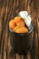 Open Can Orange in Can Syrup, Sweet Mandarin Tangerine photo
