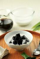 Es Cincau Hitam or Black Grass Jelly photo