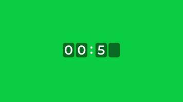 digital clock 1 minute countdown timer animation on green screen background transparent chroma key video