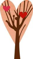 Isolated Heart Shape Tree Icon In Flat Style. vector