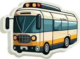 Isolated Colorful Bus Icon In Sticker Style. vector