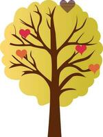 Illustration Of Tree With Hearts Icon In Flat Style. vector